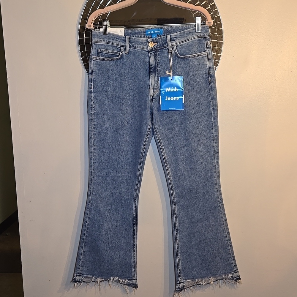 M.i.h Marty Marbelize Ultra High-Rise Soft Strech Cropped Flare Step Hem Jeans